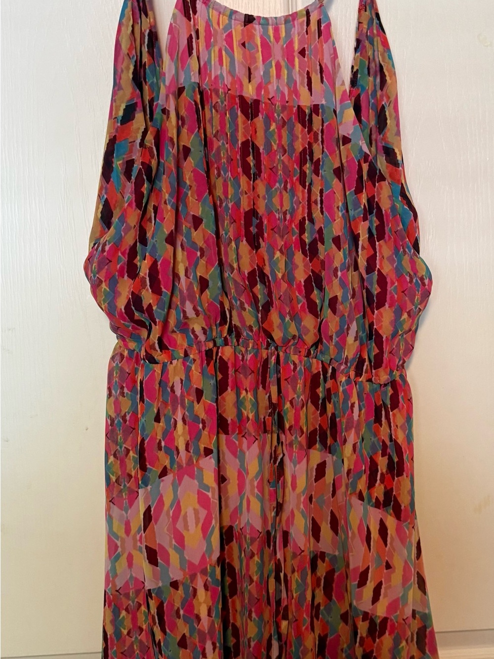 Jessica Simpson Multicolor Geometric Maxi Dress - Pink, Red, Green, Blue